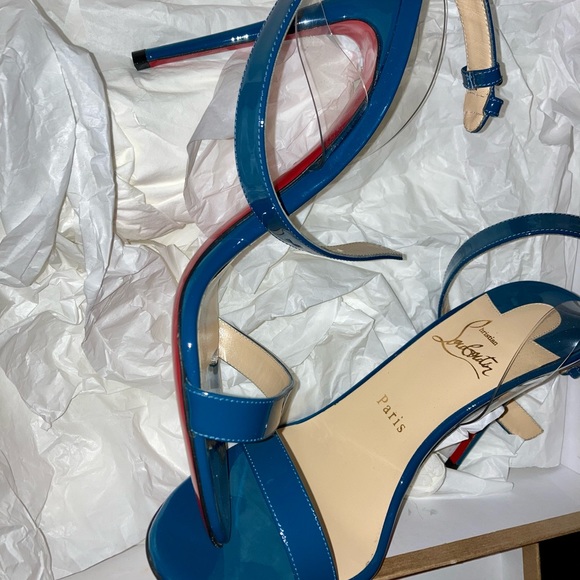 Amazing blue patent Jonathan 100 mm sandals - Picture 5 of 13